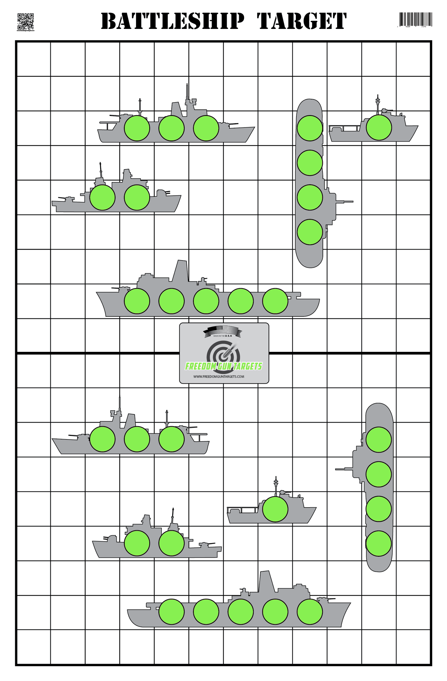 Green Battleship Game Target - 25 Pack