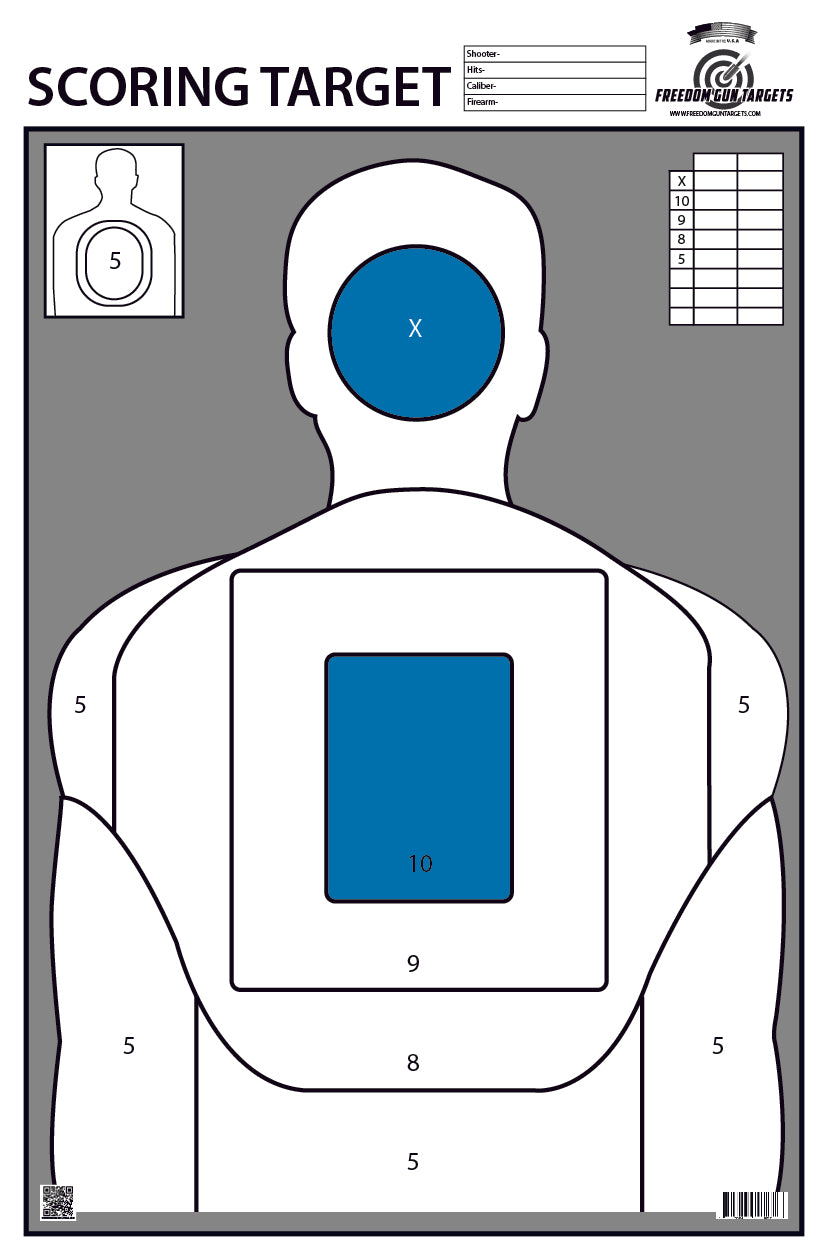 Blue Scoring Silhouette Target - 25 Pack – Freedom Gun Targets