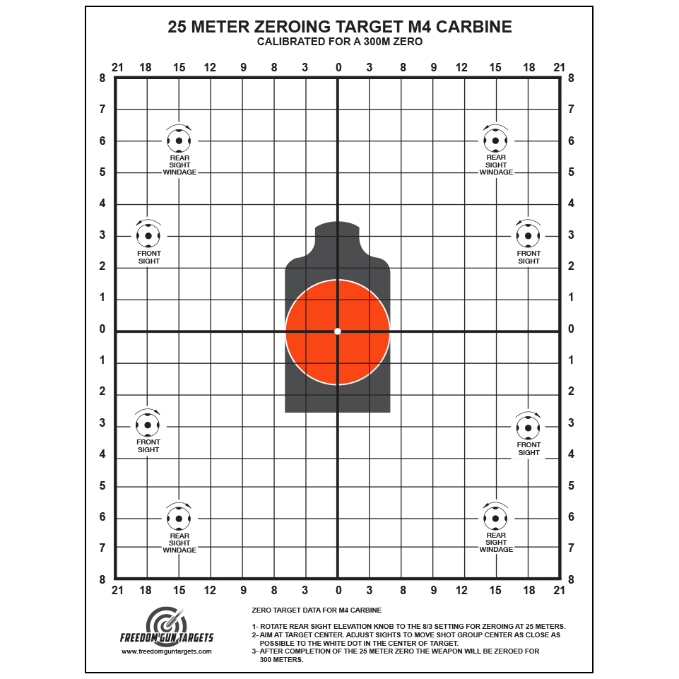 25 Meter Zero Sight-In Target - 25 Pack